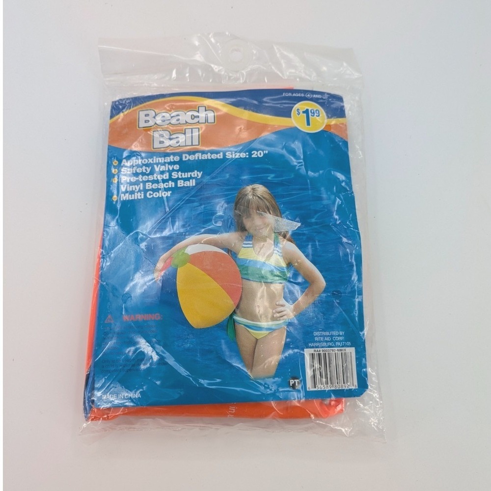 Vintage 00s Rite Aid‎ Vinyl Beach Ball 20" Multicolored Summer Beach Nostalgic